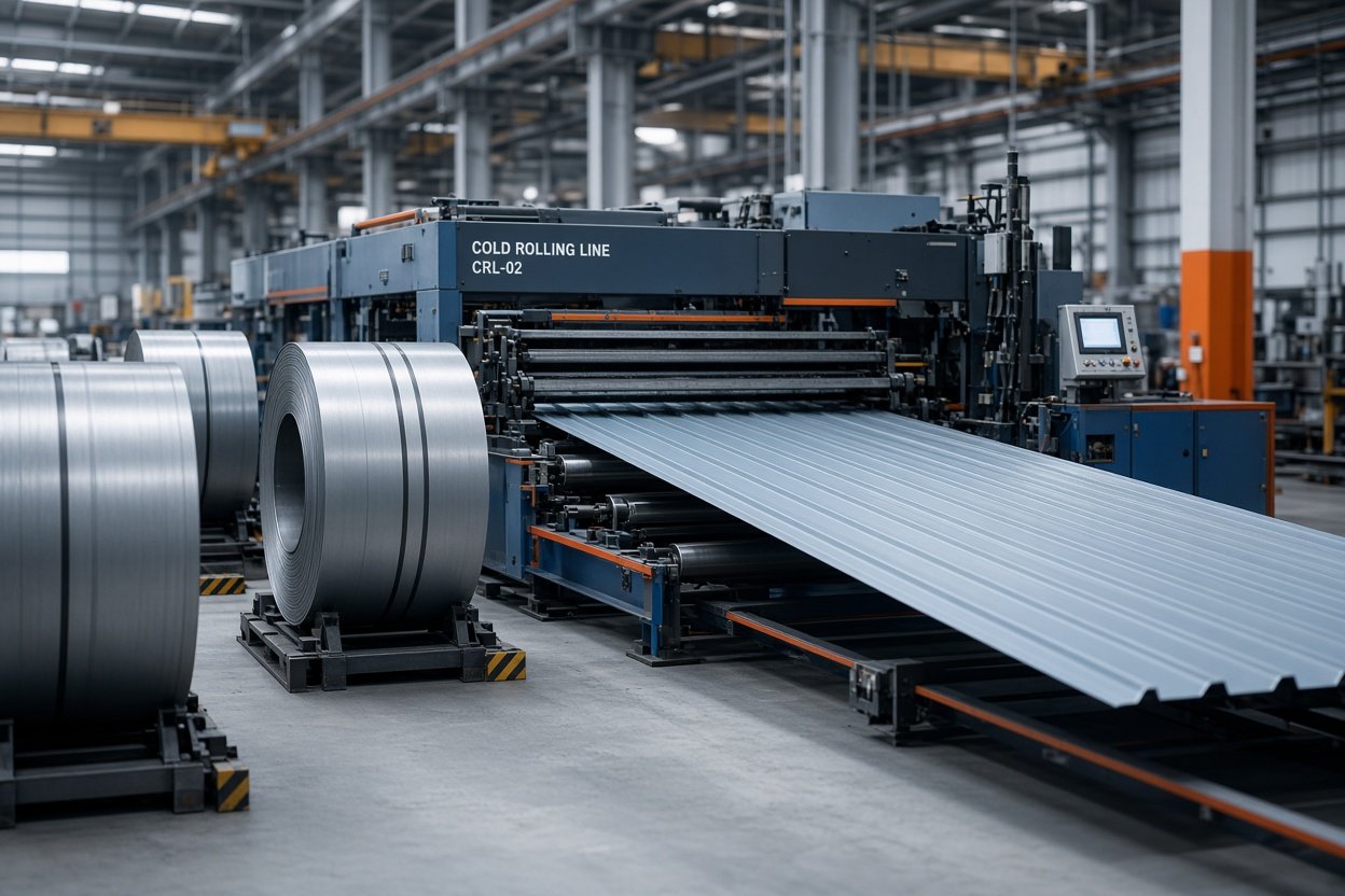 In-house cold rolling line producing colour-coated steel sheets