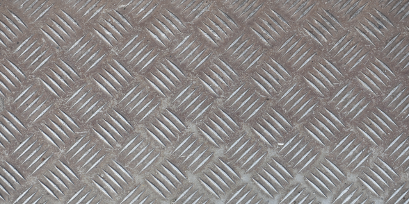 Blue chequered plate floor deck with diamond tread pattern