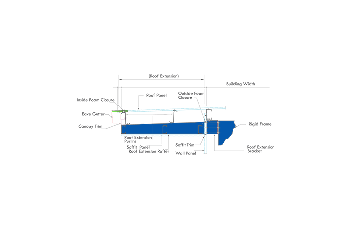 Roof extension with soffit panel and fascia