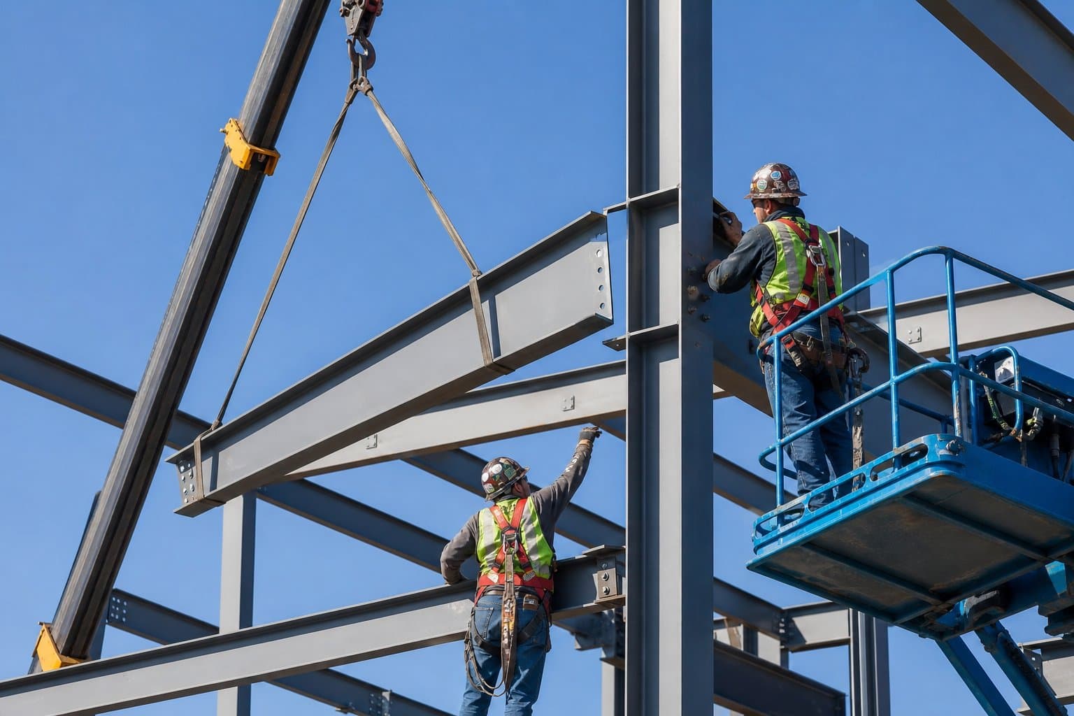 Crane column erection at site